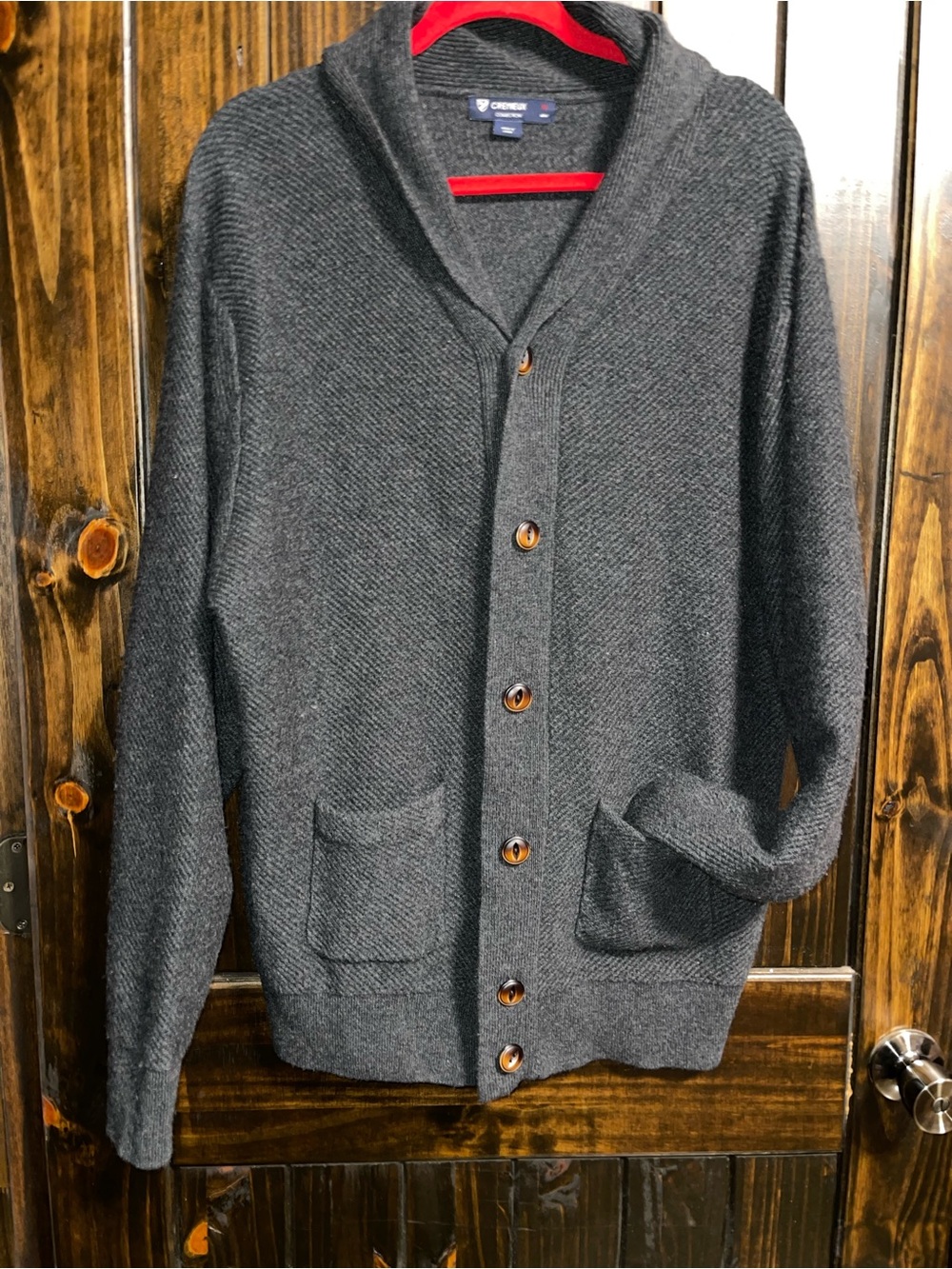 Daniel Cremieux Charcoal Gray Shawl-Collar Button Cardigan